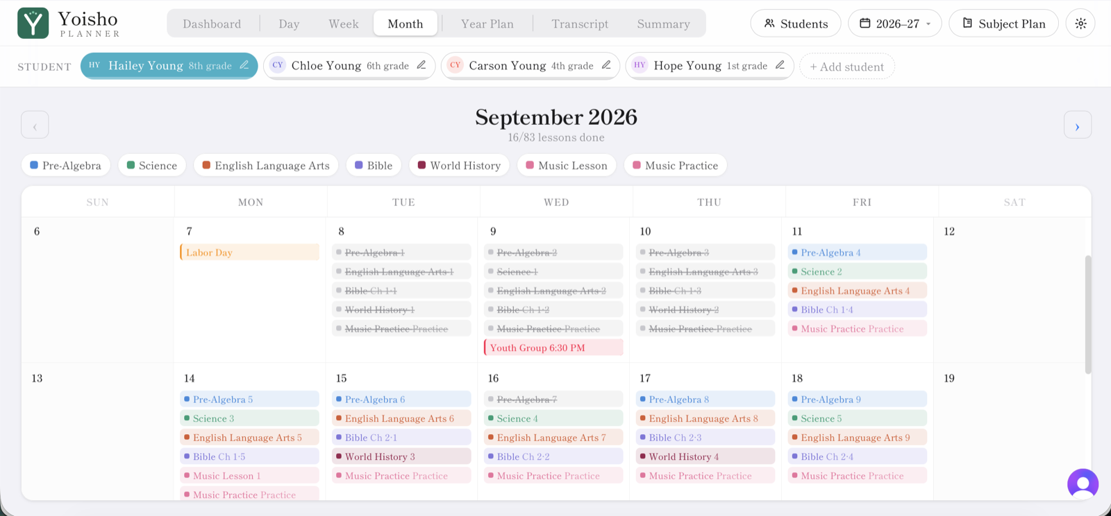 Month & year views — Yoisho Planner